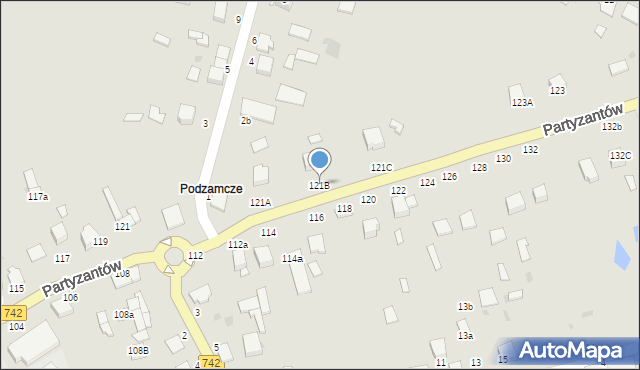 Włoszczowa, Partyzantów, 121B, mapa Włoszczowa