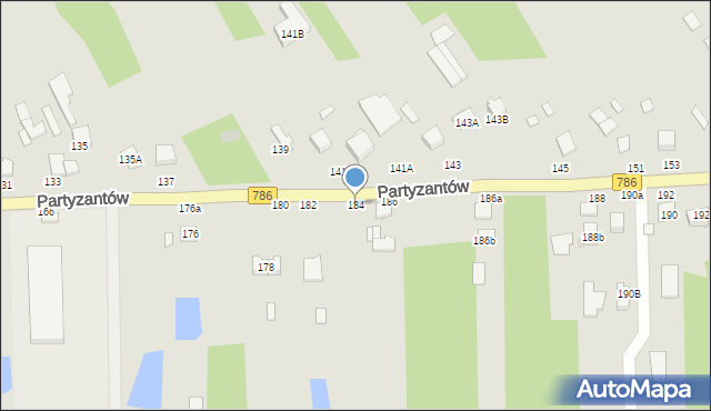 Włoszczowa, Partyzantów, 184, mapa Włoszczowa