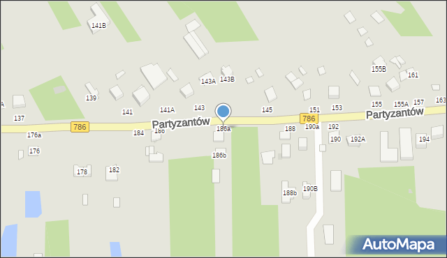 Włoszczowa, Partyzantów, 186a, mapa Włoszczowa