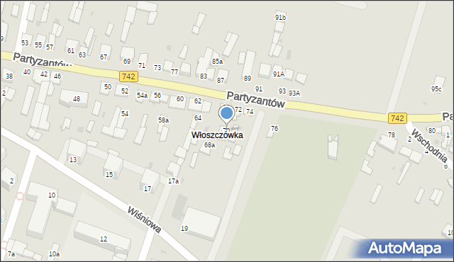 Włoszczowa, Partyzantów, 70, mapa Włoszczowa