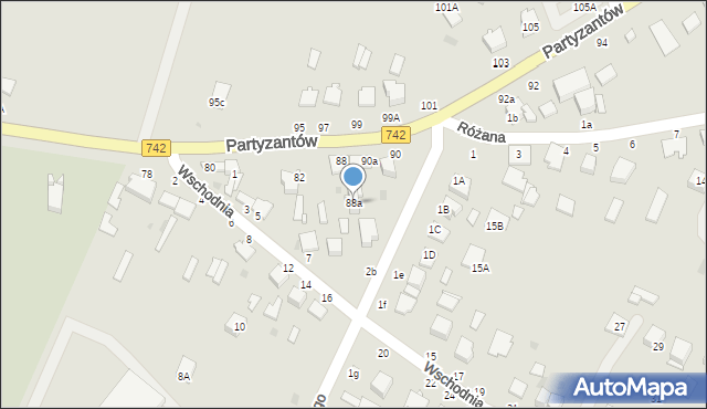 Włoszczowa, Partyzantów, 88a, mapa Włoszczowa