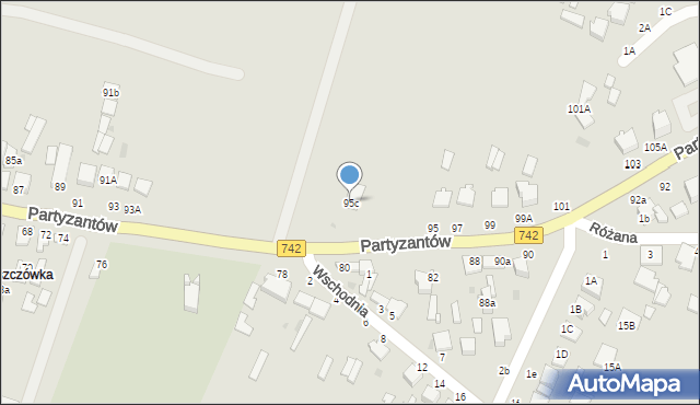 Włoszczowa, Partyzantów, 95c, mapa Włoszczowa