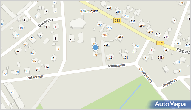 Wodzisław Śląski, Pałacowa, 19, mapa Wodzisławia Śląskiego