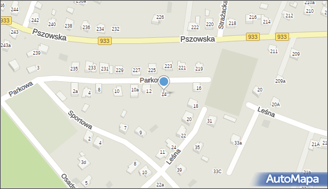 Wodzisław Śląski, Parkowa, 14, mapa Wodzisławia Śląskiego