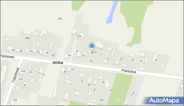 Wólka, Parkowa, 28, mapa Wólka