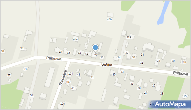 Wólka, Parkowa, 40, mapa Wólka