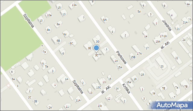 Wołomin, Parkowa, 3C, mapa Wołomin