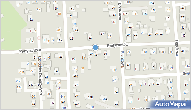 Wołomin, Partyzantów, 12, mapa Wołomin