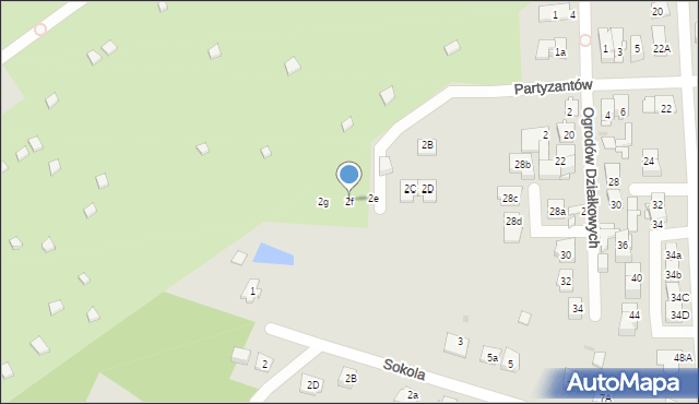 Wołomin, Partyzantów, 2f, mapa Wołomin