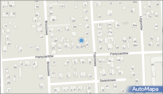 Wołomin, Partyzantów, 31, mapa Wołomin