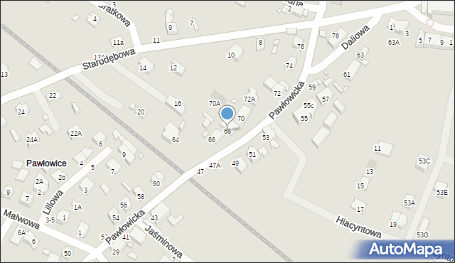 Wrocław, Pawłowicka, 68, mapa Wrocławia