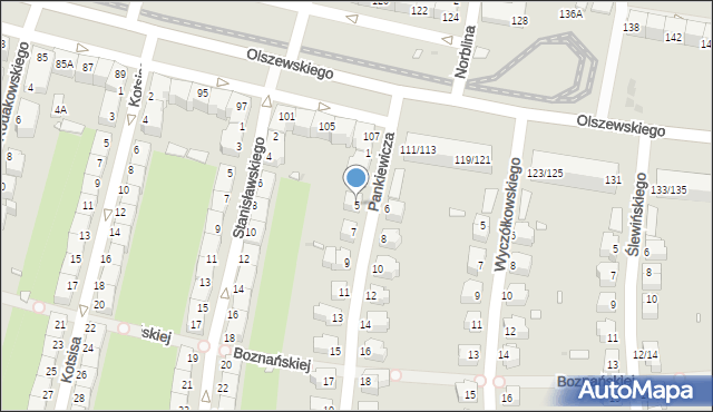 Wrocław, Pankiewicza Józefa, 5, mapa Wrocławia