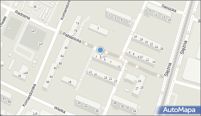 Wrocław, Pabianicka, 3, mapa Wrocławia