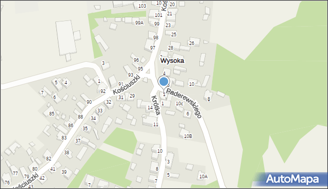 Wysoka, Paderewskiego Ignacego Jana, 1, mapa Wysoka