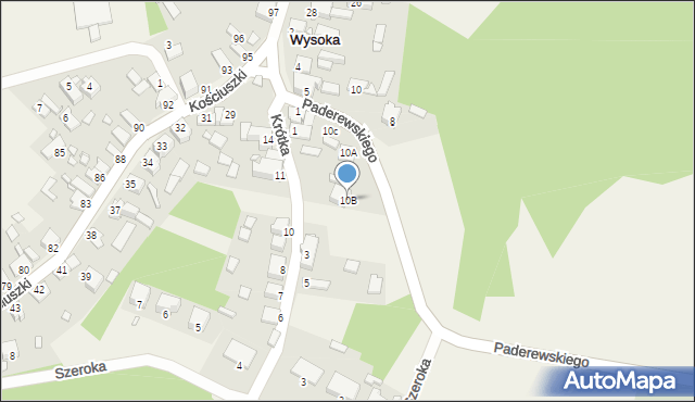 Wysoka, Paderewskiego Ignacego Jana, 10B, mapa Wysoka