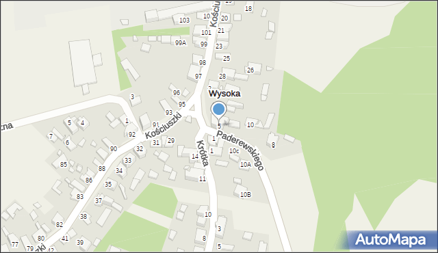 Wysoka, Paderewskiego Ignacego Jana, 5, mapa Wysoka