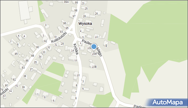 Wysoka, Paderewskiego Ignacego Jana, 6, mapa Wysoka