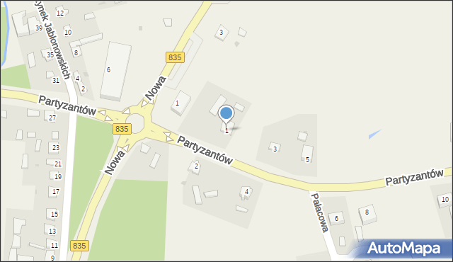 Wysokie, Partyzantów, 1, mapa Wysokie