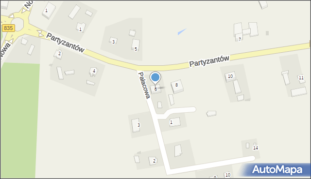 Wysokie, Partyzantów, 6, mapa Wysokie