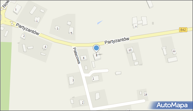 Wysokie, Partyzantów, 8, mapa Wysokie