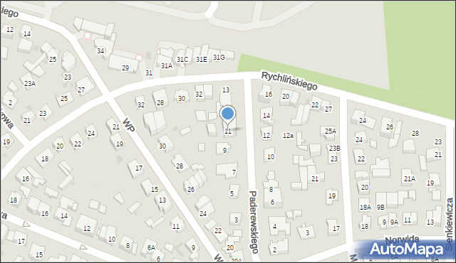 Ząbki, Paderewskiego Ignacego Jana, 11, mapa Ząbki