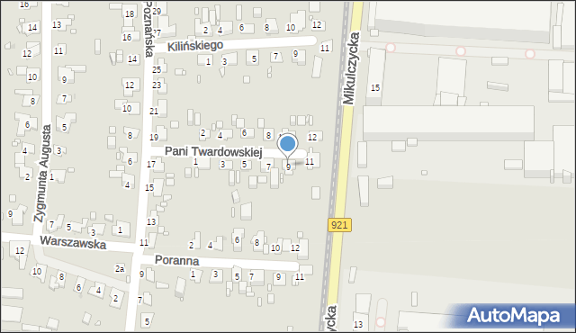 Zabrze, Pani Twardowskiej, 9, mapa Zabrza