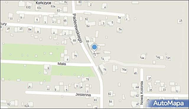 Zabrze, Paderewskiego Ignacego Jana, 72, mapa Zabrza