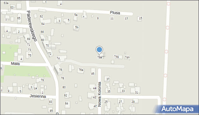 Zabrze, Paderewskiego Ignacego Jana, 74e, mapa Zabrza