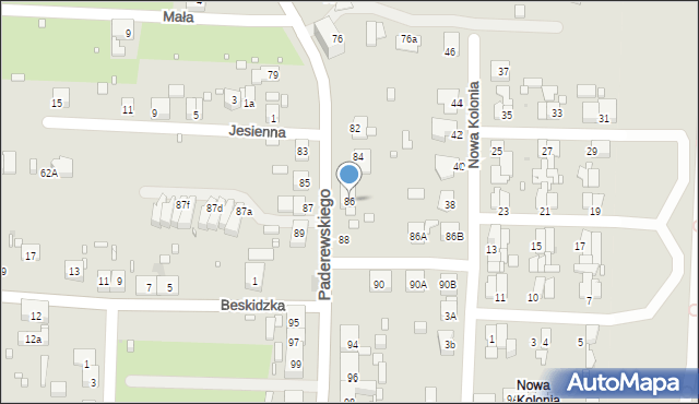 Zabrze, Paderewskiego Ignacego Jana, 86, mapa Zabrza