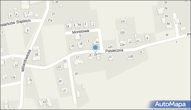 Zabrzeg, Pasieczna, 13, mapa Zabrzeg