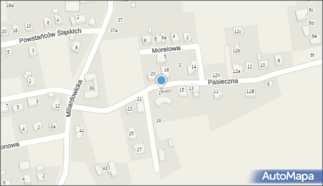 Zabrzeg, Pasieczna, 17, mapa Zabrzeg