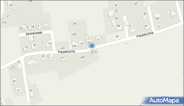 Zabrzeg, Pasieczna, 9, mapa Zabrzeg