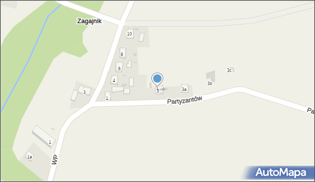 Zagajnik, Partyzantów, 3, mapa Zagajnik