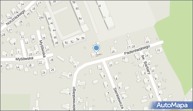 Żagań, Paderewskiego Ignacego Jana, 13, mapa Żagań