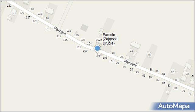 Zajączki Drugie, Parcele, 105, mapa Zajączki Drugie