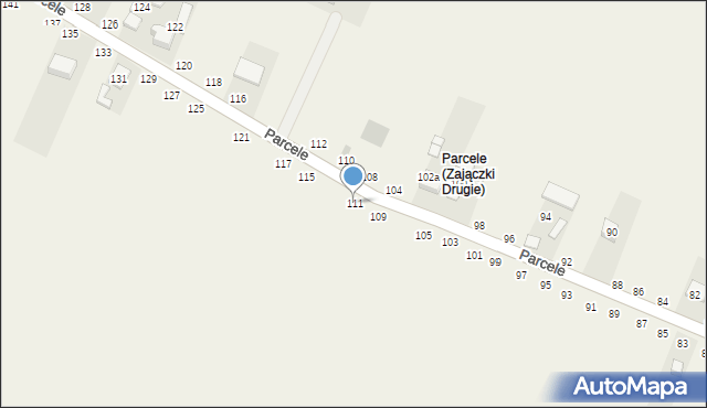 Zajączki Drugie, Parcele, 111, mapa Zajączki Drugie