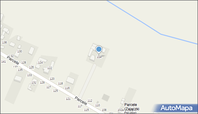 Zajączki Drugie, Parcele, 114, mapa Zajączki Drugie