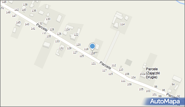 Zajączki Drugie, Parcele, 116, mapa Zajączki Drugie