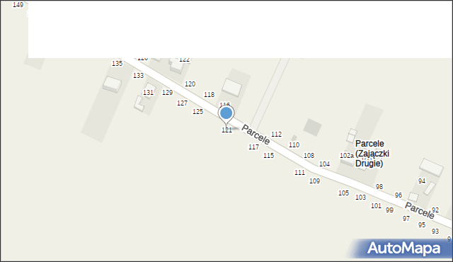 Zajączki Drugie, Parcele, 121, mapa Zajączki Drugie