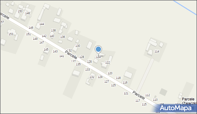 Zajączki Drugie, Parcele, 124, mapa Zajączki Drugie