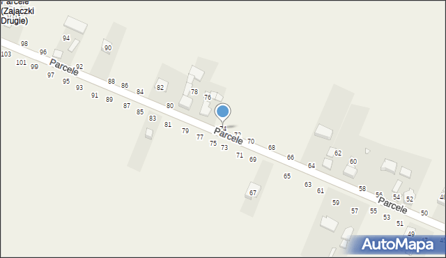 Zajączki Drugie, Parcele, 74, mapa Zajączki Drugie