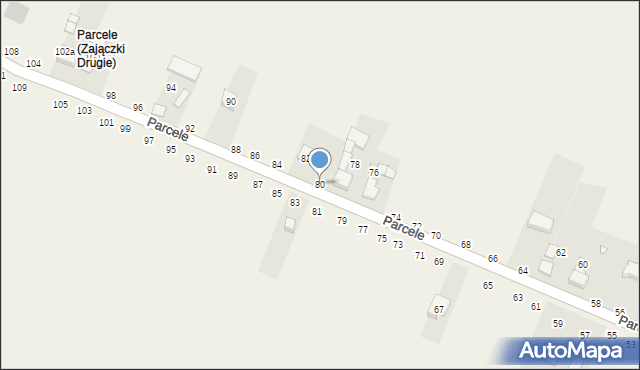 Zajączki Drugie, Parcele, 80, mapa Zajączki Drugie