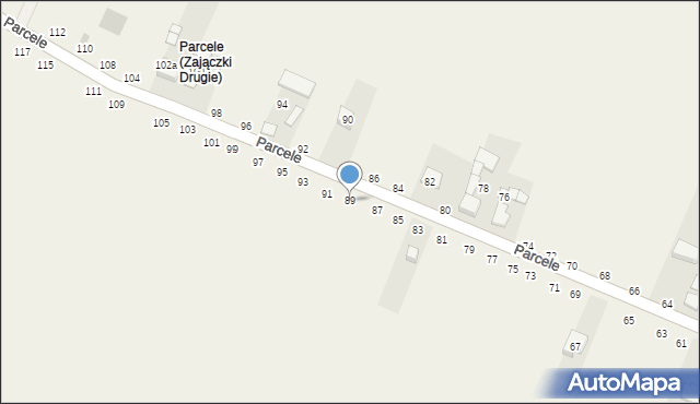 Zajączki Drugie, Parcele, 89, mapa Zajączki Drugie