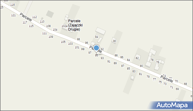 Zajączki Drugie, Parcele, 95, mapa Zajączki Drugie