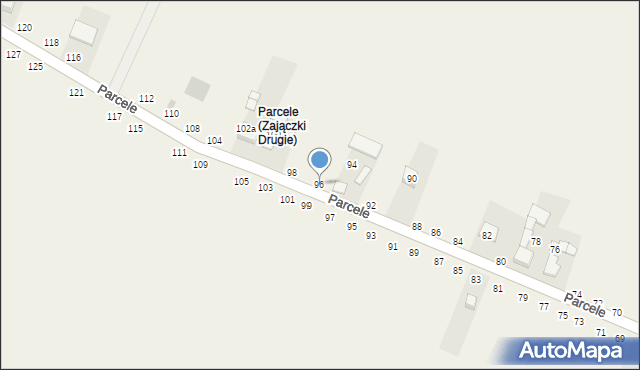 Zajączki Drugie, Parcele, 96, mapa Zajączki Drugie