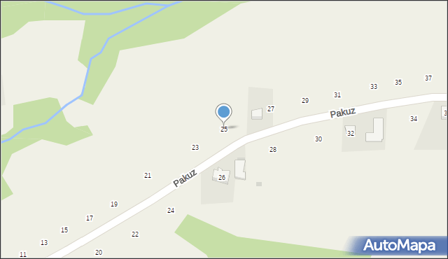 Zakliczyn, Pakuz, 25, mapa Zakliczyn