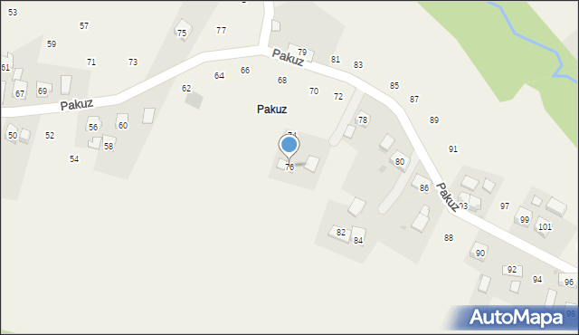 Zakliczyn, Pakuz, 76, mapa Zakliczyn