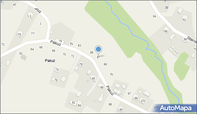 Zakliczyn, Pakuz, 87, mapa Zakliczyn