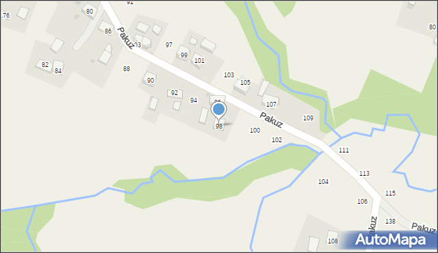 Zakliczyn, Pakuz, 98, mapa Zakliczyn