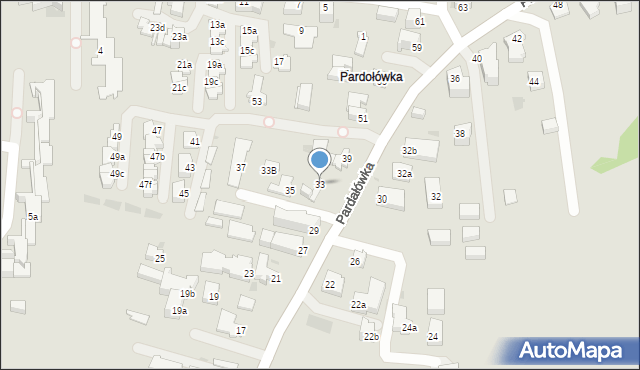 Zakopane, Pardałówka, 33, mapa Zakopanego